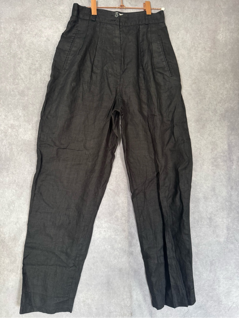 Vintage 90s Liz Claiborne Collection Pleated High Waisted Linen Pants Black SZ 6